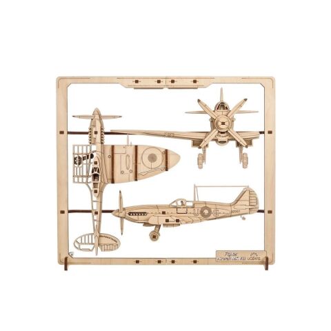 Ugears Mechanisches 2.5D-Holzpuzzle Kampfflugzeug