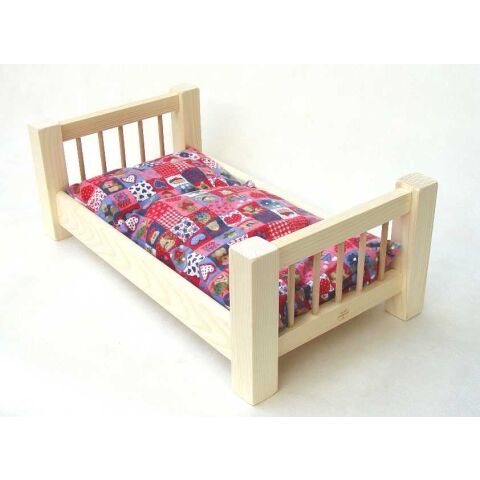 Puppenbett aus Holz natur groß