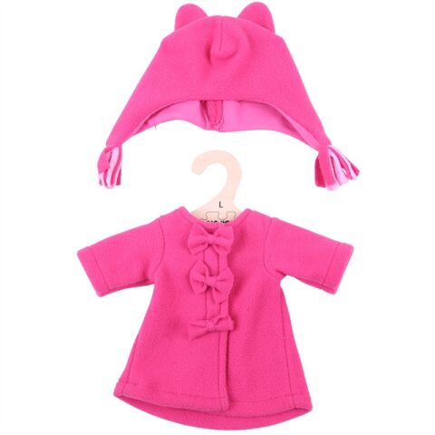 Bigjigs Toys Rosa Mantel mit Mütze für Puppe 38 cm