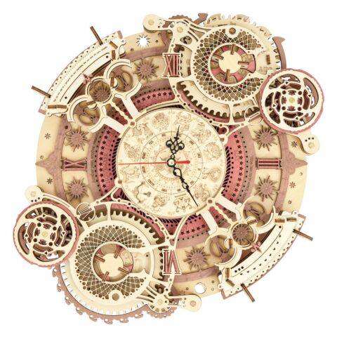 RoboTime Mechanisches 3D-Puzzle aus Holz Uhr mit Kalender