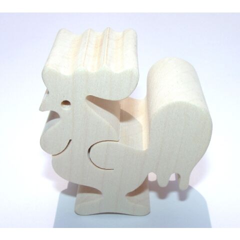 Fauna Haustier Hahn aus Holz